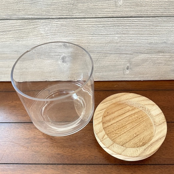 Glass Hurricane Vase with Mango Wood Base - Picture 7 of 16